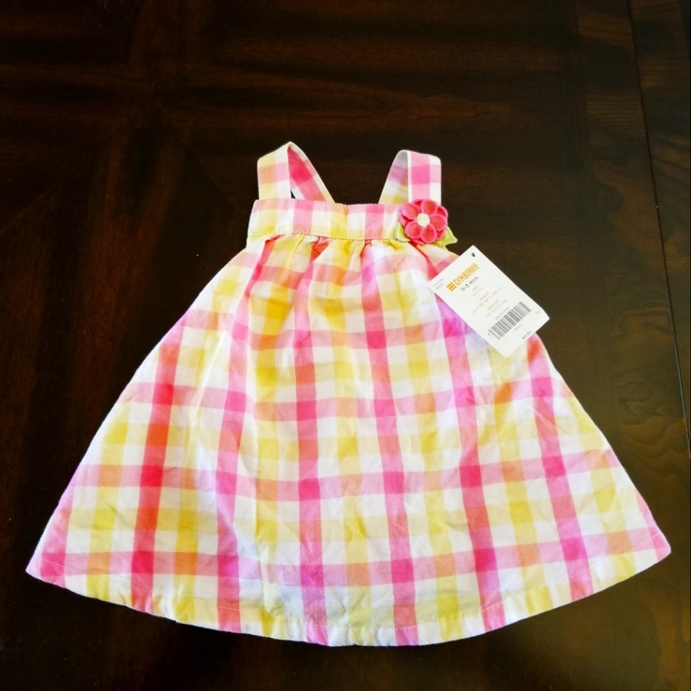 NWT Gymboree Pink & Yellow Plaid Baby Top 0-3 Months 2 piece set